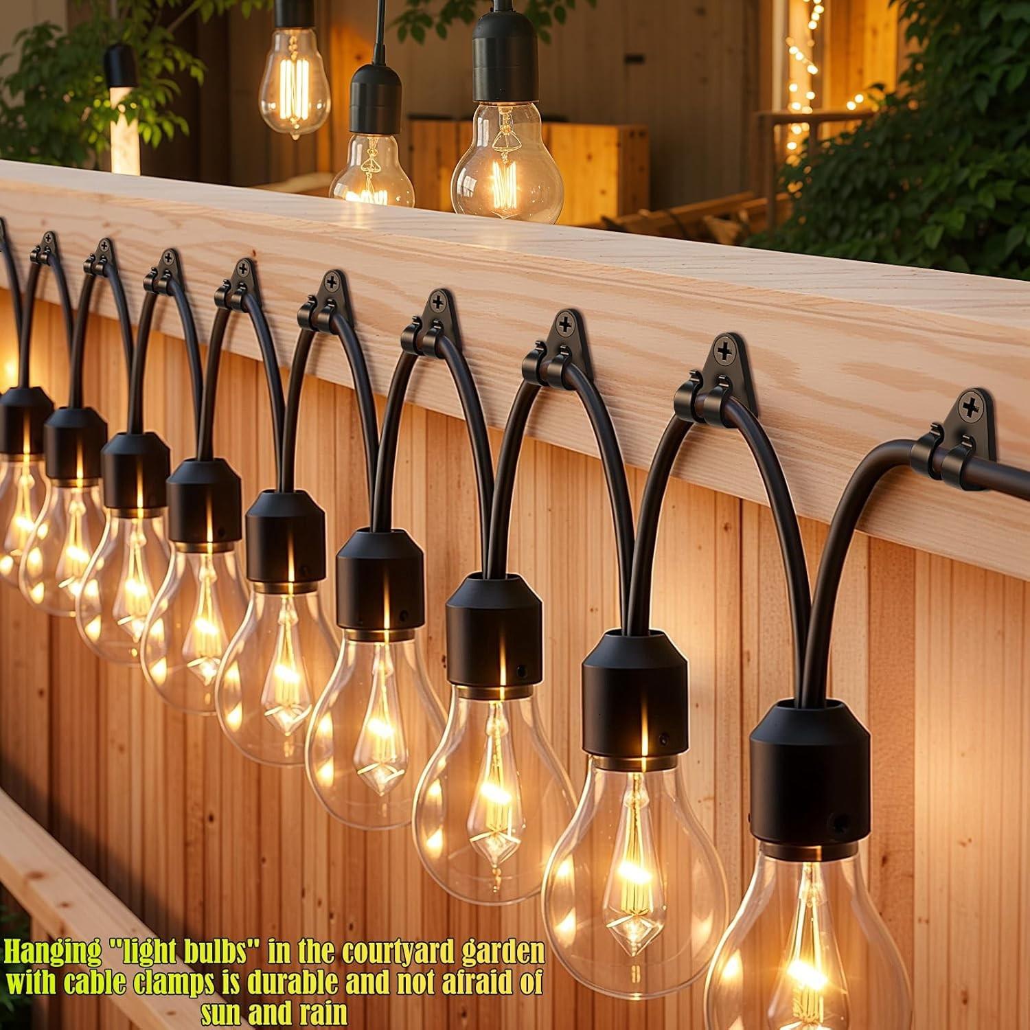 Screw-In String Light Hooks, Double Clips for Outdoor Patio, Weatherproof Fairy Light Hangers, Christmas Halloween Decor