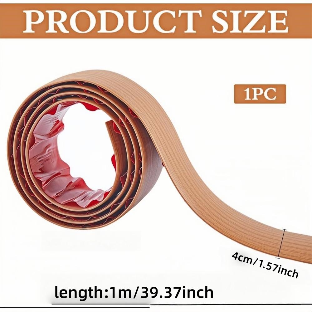 1 Meter/39.37 Inch Self-adhesive Transition Strip, Self-adhesive Wood Grain Floor Edging Strip - Vinyl Threshold Seam Strip, 4cm Wide Vinyl Flat Partition, Suitable for Living Room and Door Seam Decoration