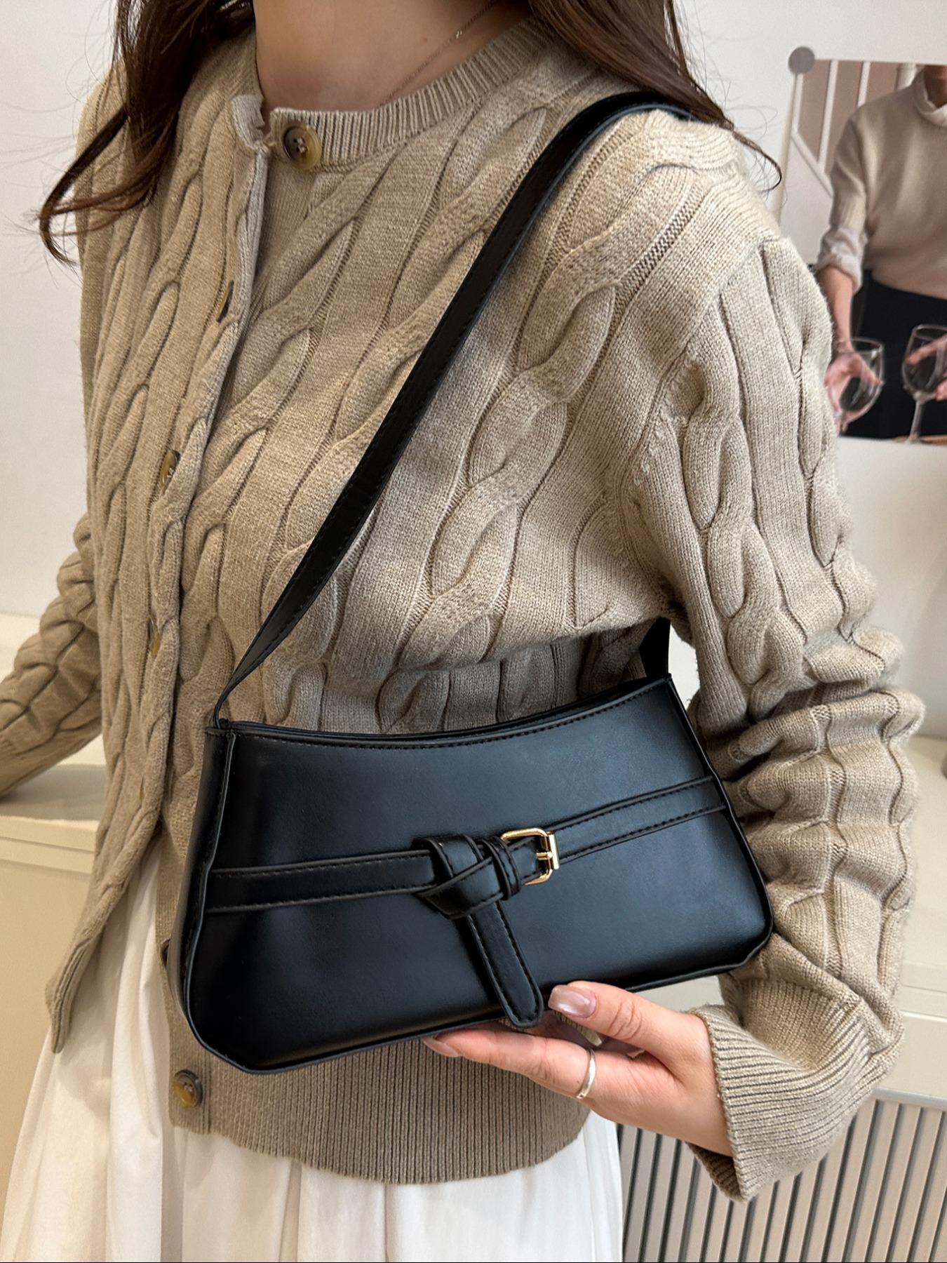 Elegant Women's Shoulder Bag with Belt Decoration, Casual Fashion Crossbody/shoulder Bag, Ideal Gift for Daily Use, Versatile Design, Crossbody Clutch Purse, Everyday Shoulder Bag