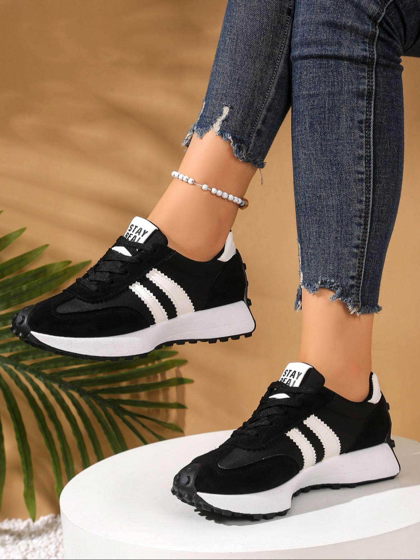 Women's Sporty Al-Gan Shoes, Spring & Fall Elegant Fashion Casual Round Toe Low Top Lace-Up Thick Sole Outdoor Running Shoes