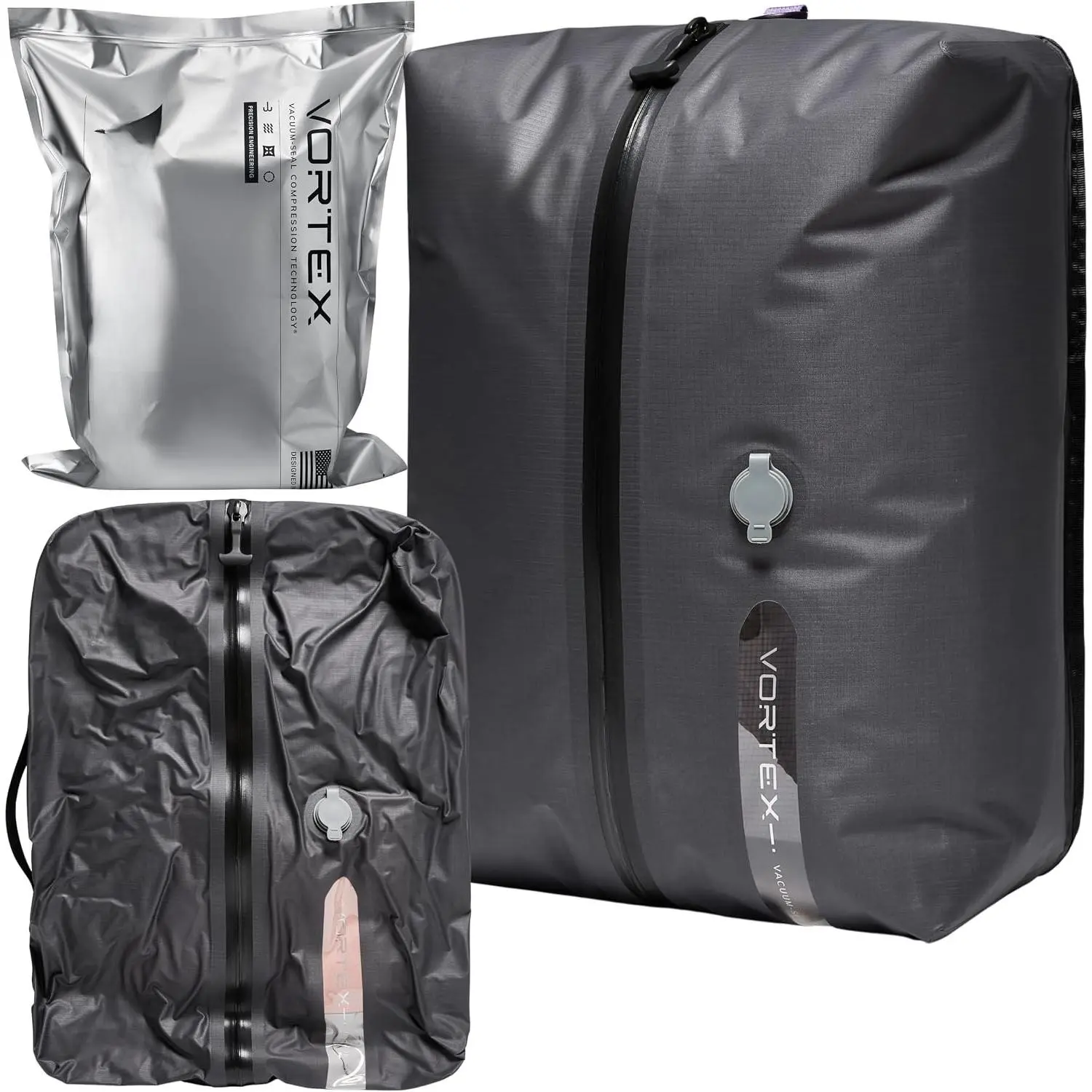 Black Voyage  Vacuum Compression Travel Bag for Carry- Suitcase and Backpack, Recycled IPX8  Space Saver Vacpack (1-Pack, 18L - No Pump)