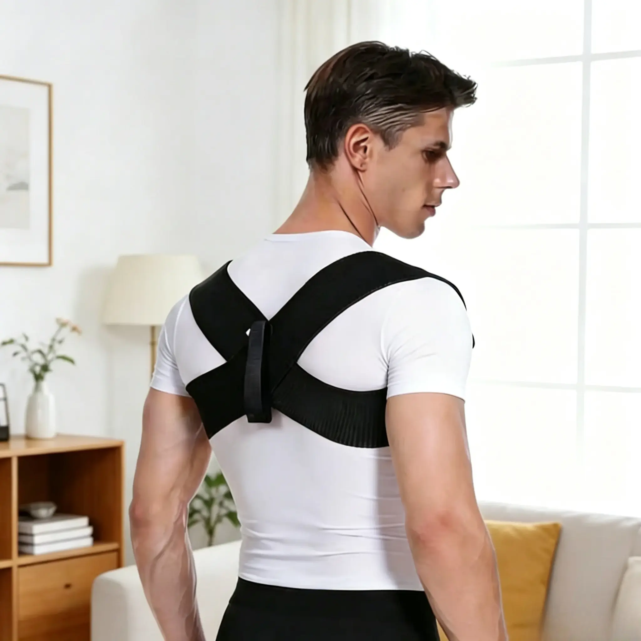 Posture Support Shoulder Straps for Men & Women - Elastic Healthcare Accessories, Back Alignment Aid, Suitable for Home & Office Use (S-XXL)