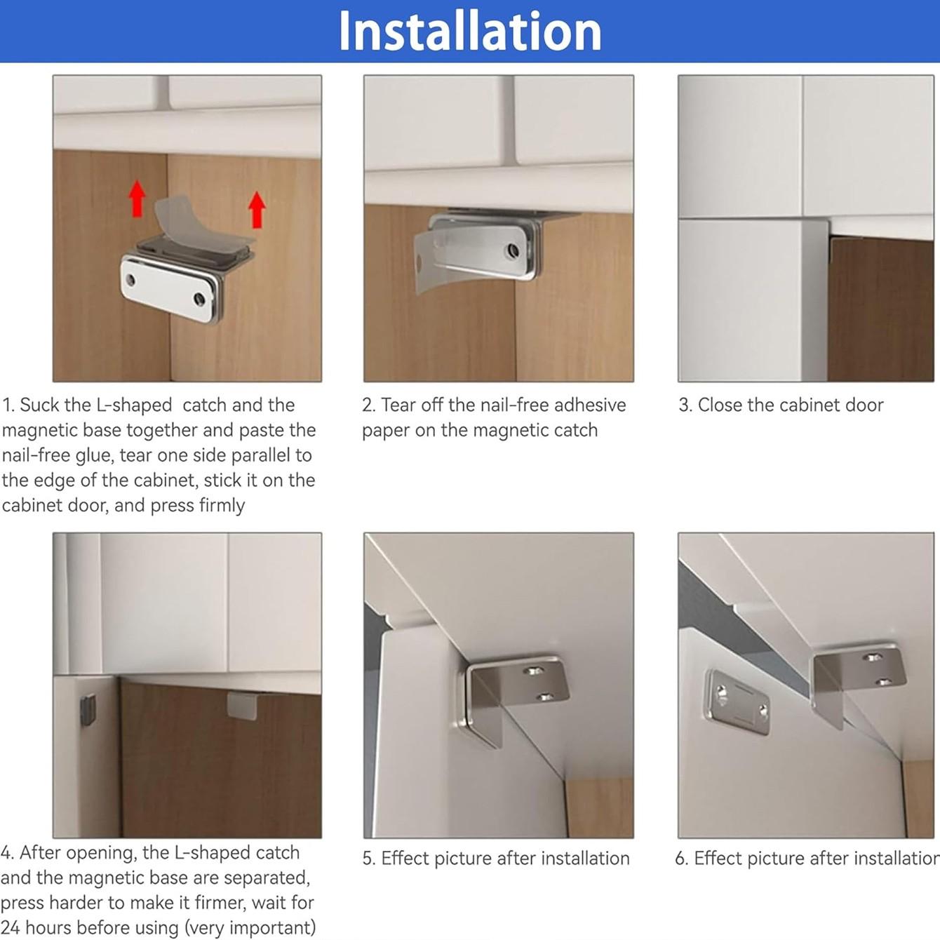 3pcs Self-Adhesive Strong Magnet Ultra-Thin Stainless Steel Modern Cabinet Door Latch, Gym Door Closer, Furniture Hardware