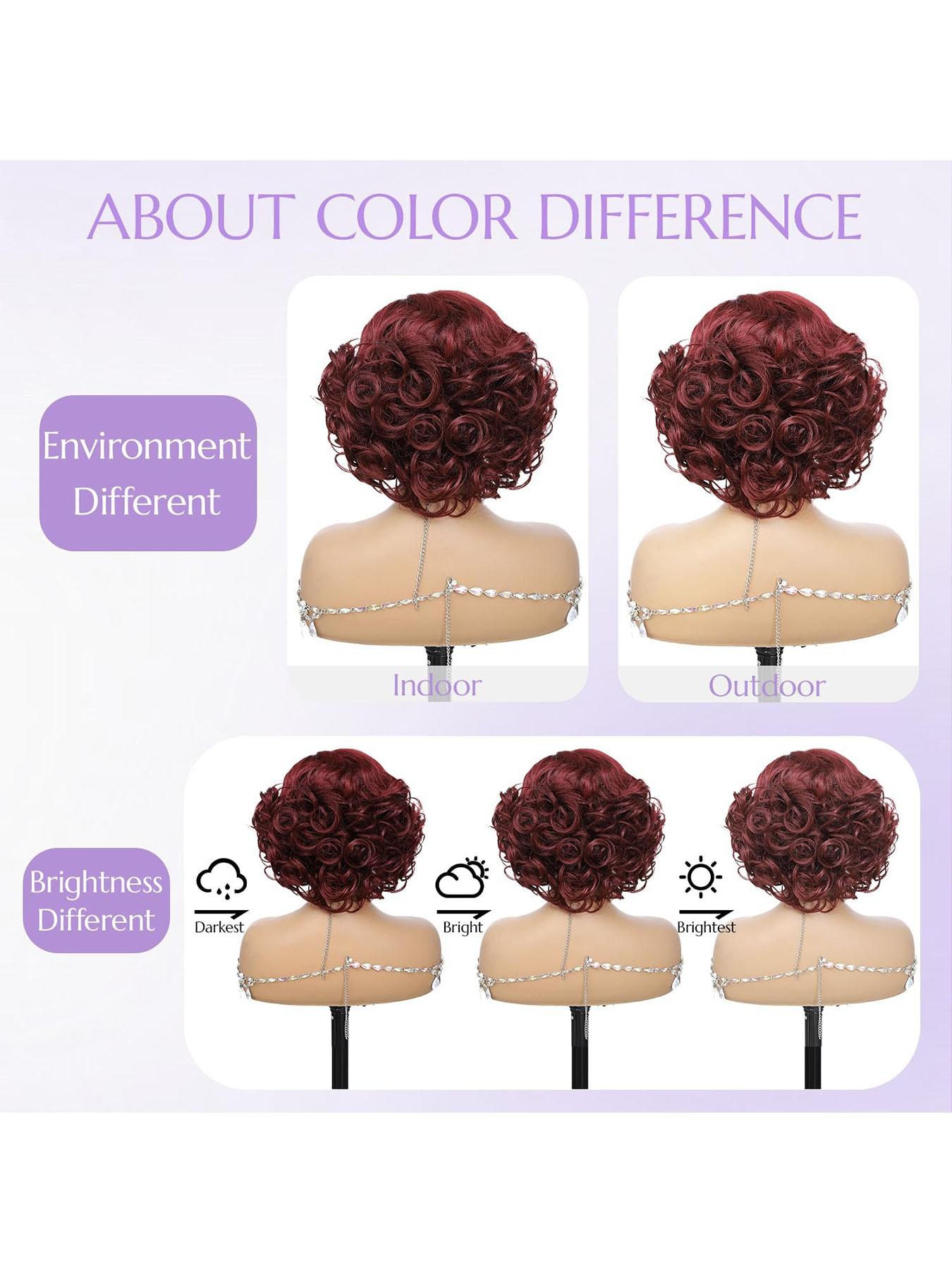 [Super Deal] Short Bob Wig Burgundy Loose Body Wave Synthetic 13x4 Lace Front Wigs Heat-Resistant Hair 200% Density 13x4 HD Transparent Lace Front Wigs Pre Plucked Hairline Suitable To Wear On Daily Or Holiday Occasions Wig