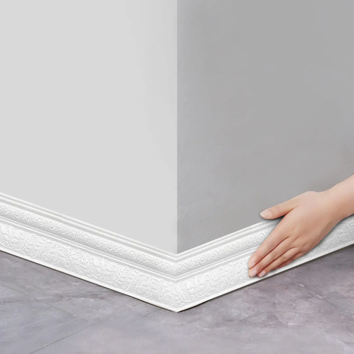Floor Decorative Sticker, Self Adhesive Flexible Foam Molding Trim, 3D Sticky Decorative Wall Lines Wallpaper Border for Home, Office
