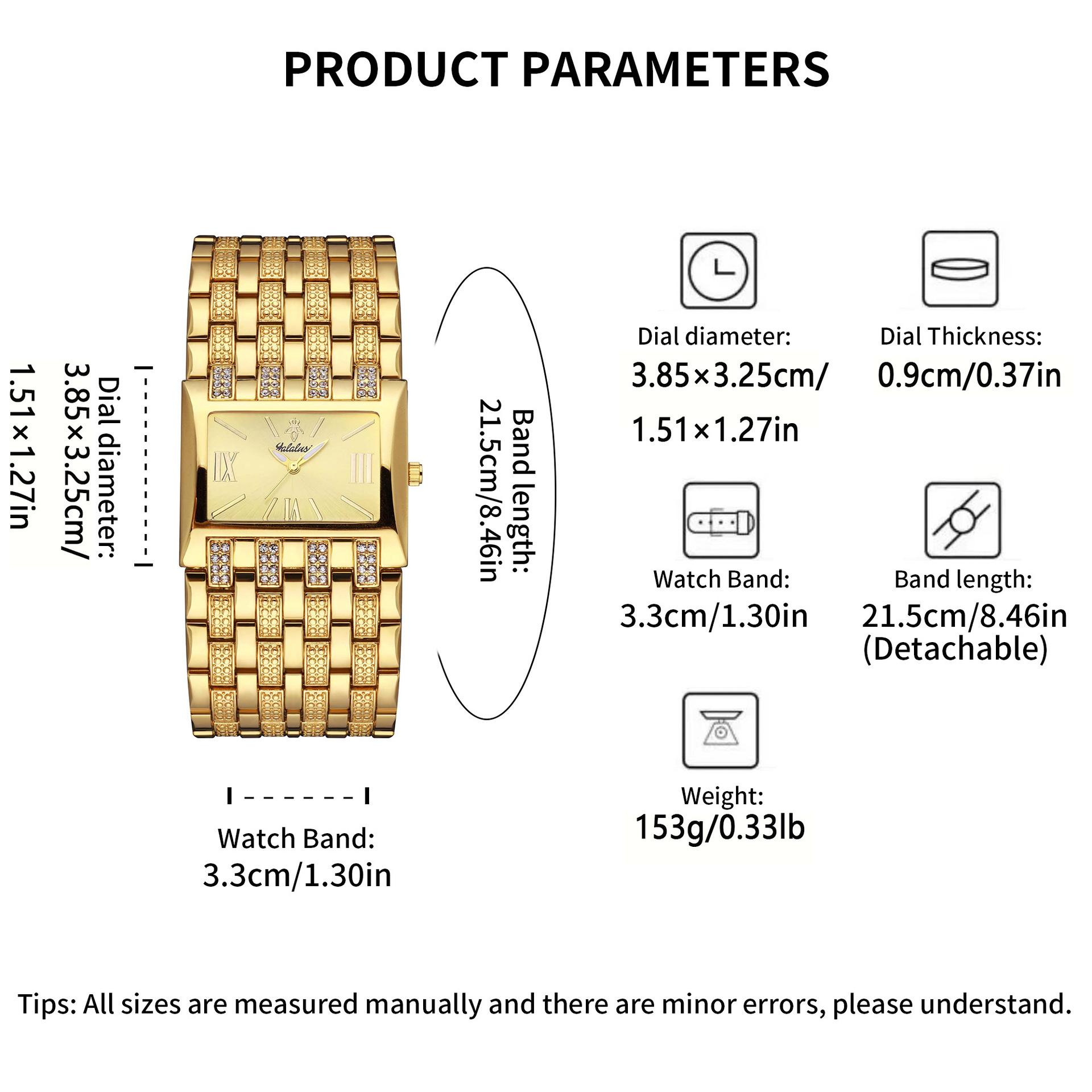 Women's Luxury Gold Square Diamond Watch - Elegant Bling Crystal Encrusted Bracelet with Roman Numerals, Stainless Steel Band, Fashion Dress Wristwatch, Perfect Gift for Her