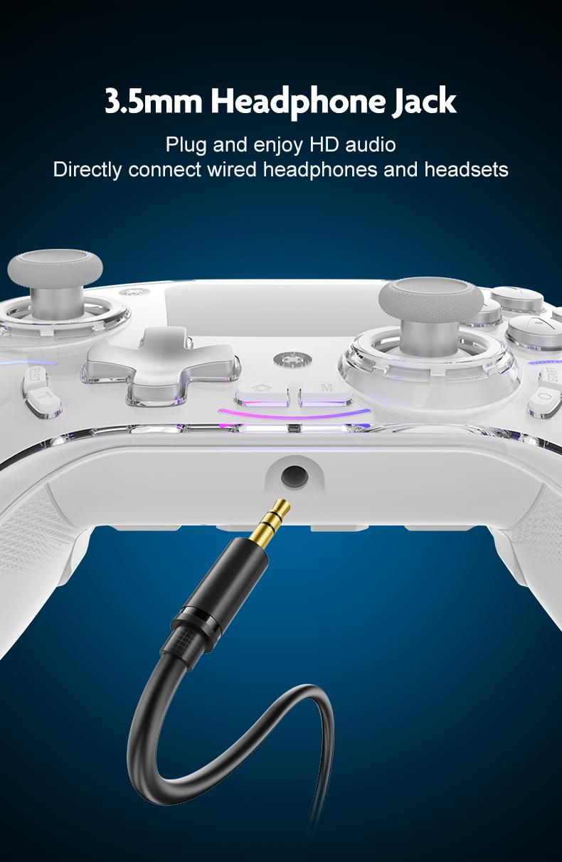New Smart Large Screen Game Controller, Wireless Gaming Controller, Wireless Hall Effect Joysticks, Multi-Platform Dual Hall Sensor PC/switch/iOS/android/ps4, RGB Lights