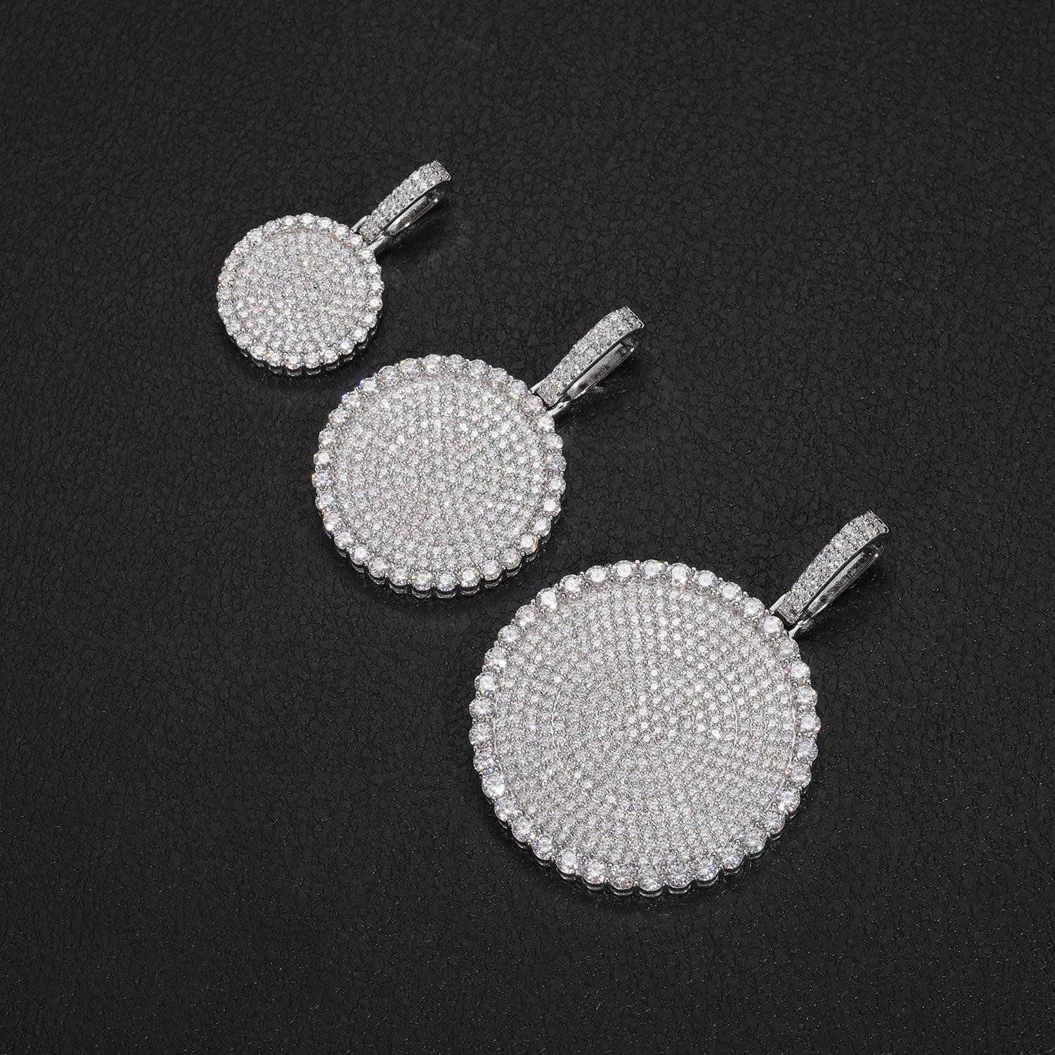 【#P159】Round Pendant UCCIYO Lab-Created Moissanite 925 Sterling Silver Moissanite Pendant Necklace, Round Pendant for Men and Women Hip Hop Jewelry Gift Fashion Accessories