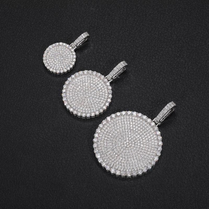 【#P159】Round Pendant UCCIYO Lab-Created Moissanite 925 Sterling Silver Moissanite Pendant Necklace, Round Pendant for Men and Women Hip Hop Jewelry Gift Fashion Accessories
