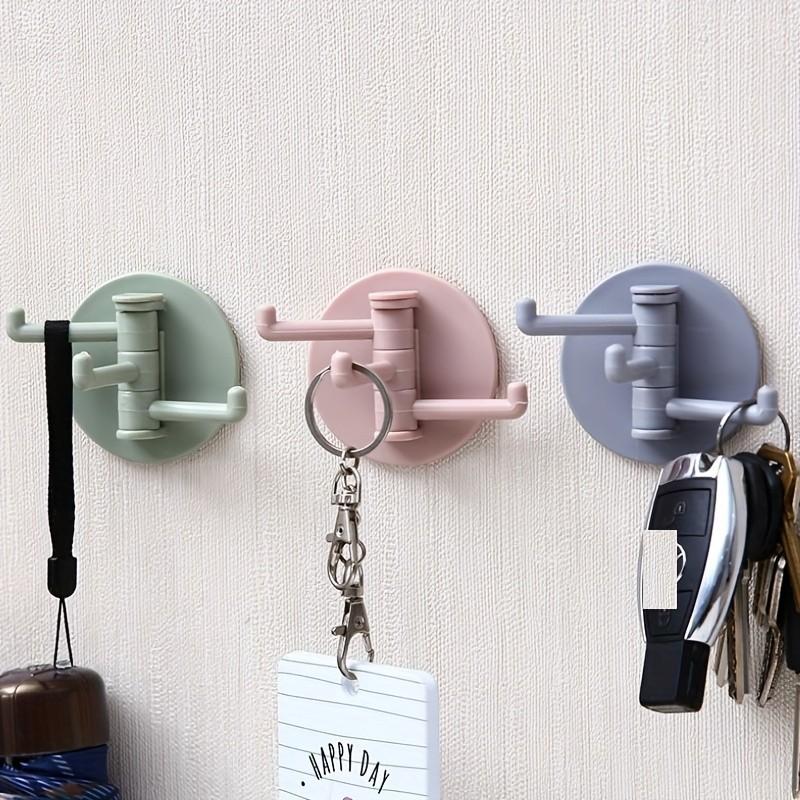 2-Pack Multi-Functional Wall Mount Shelf, No Drilling Adhesive Hooks, Rotating Strong Stick-On Hangers, Kitchen & Bathroom Organizer