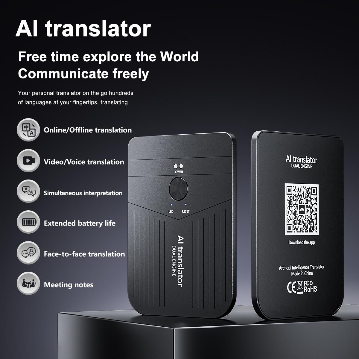 Ai Smart Digital Mini Translator, Multilingual Real-Time Translation, Ideal for Travel and Daily Use, Compact and Portable Design