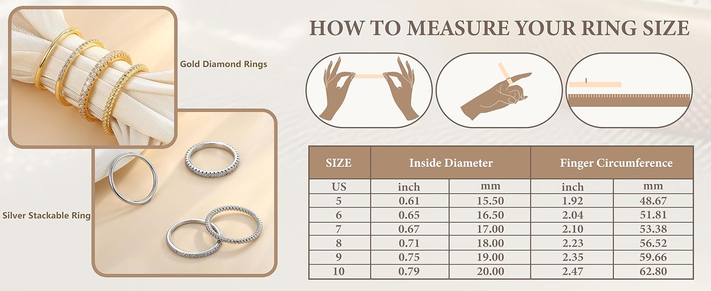 Women's Stackable Rings, Minimalistic Design, Non-Tarnish Cz Material, Cubic Zirconia Rings, Sizes 5-10, Stylish & Versatile Jewelry