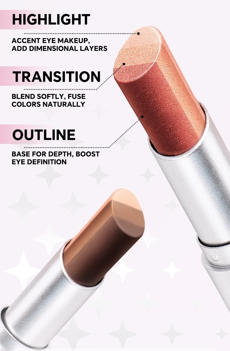 Three-Color Gradient Eyeshadow Stick, Matte Finish, Waterproof, Long-Lasting, Neutral Shades, Easy Application, Perfect for All Skin Types