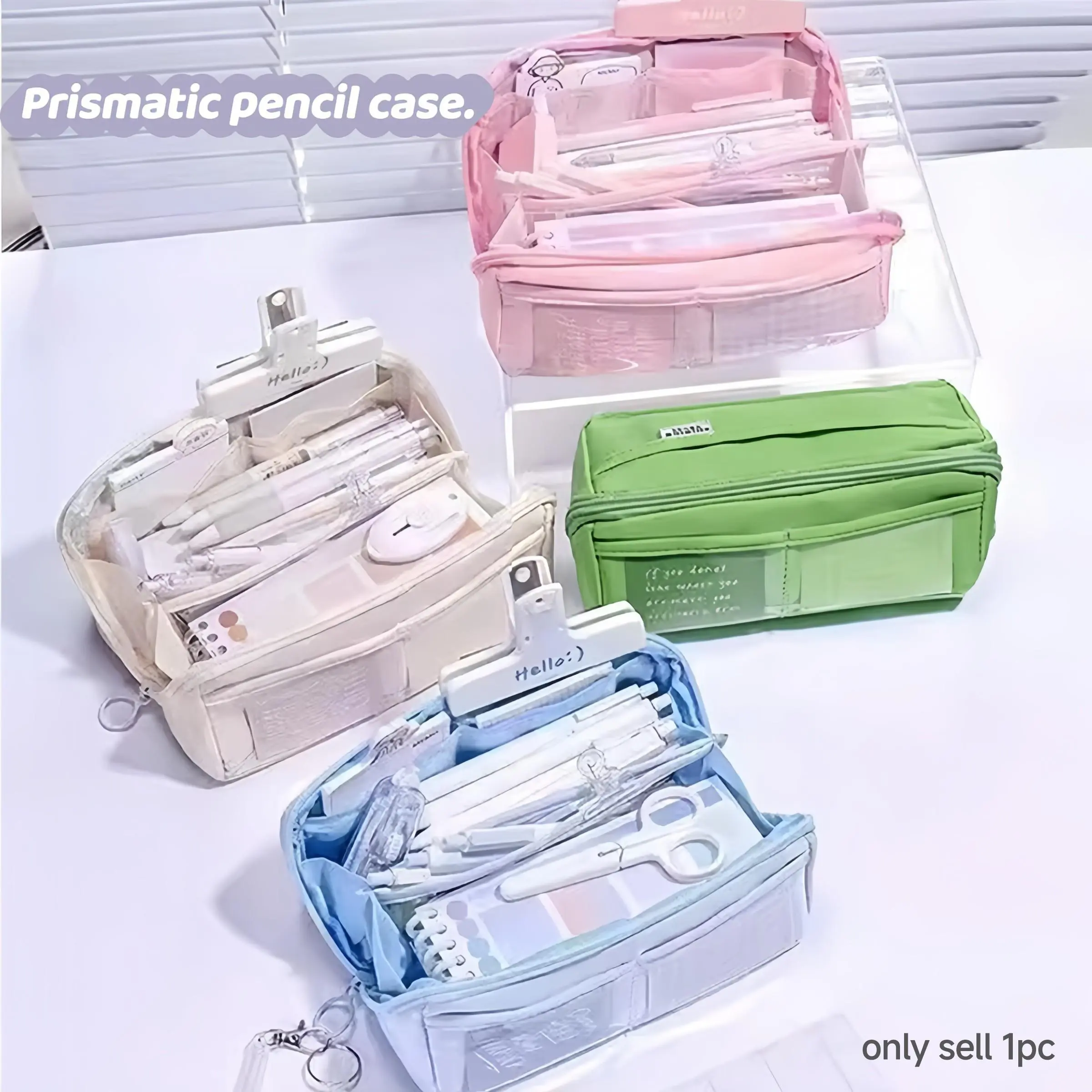 Multifunctional Zipper Pencil Case, Large Capacity Oxford Fabric Storage Bag, Portable Makeup Bag, Ideal for Office, School, Birthday Gift, Writing Tools