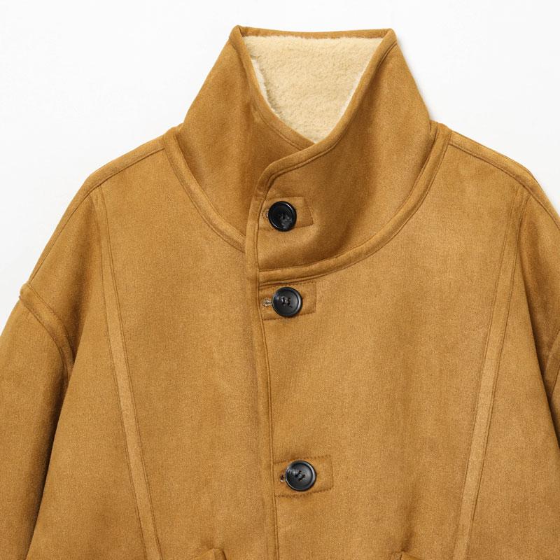 Women's Two-Sided Jacket Camel Wool & Cream Faux Fur, Stand Collar with Pockets, Vintage Winter Layered Fashion Coat Outerwear