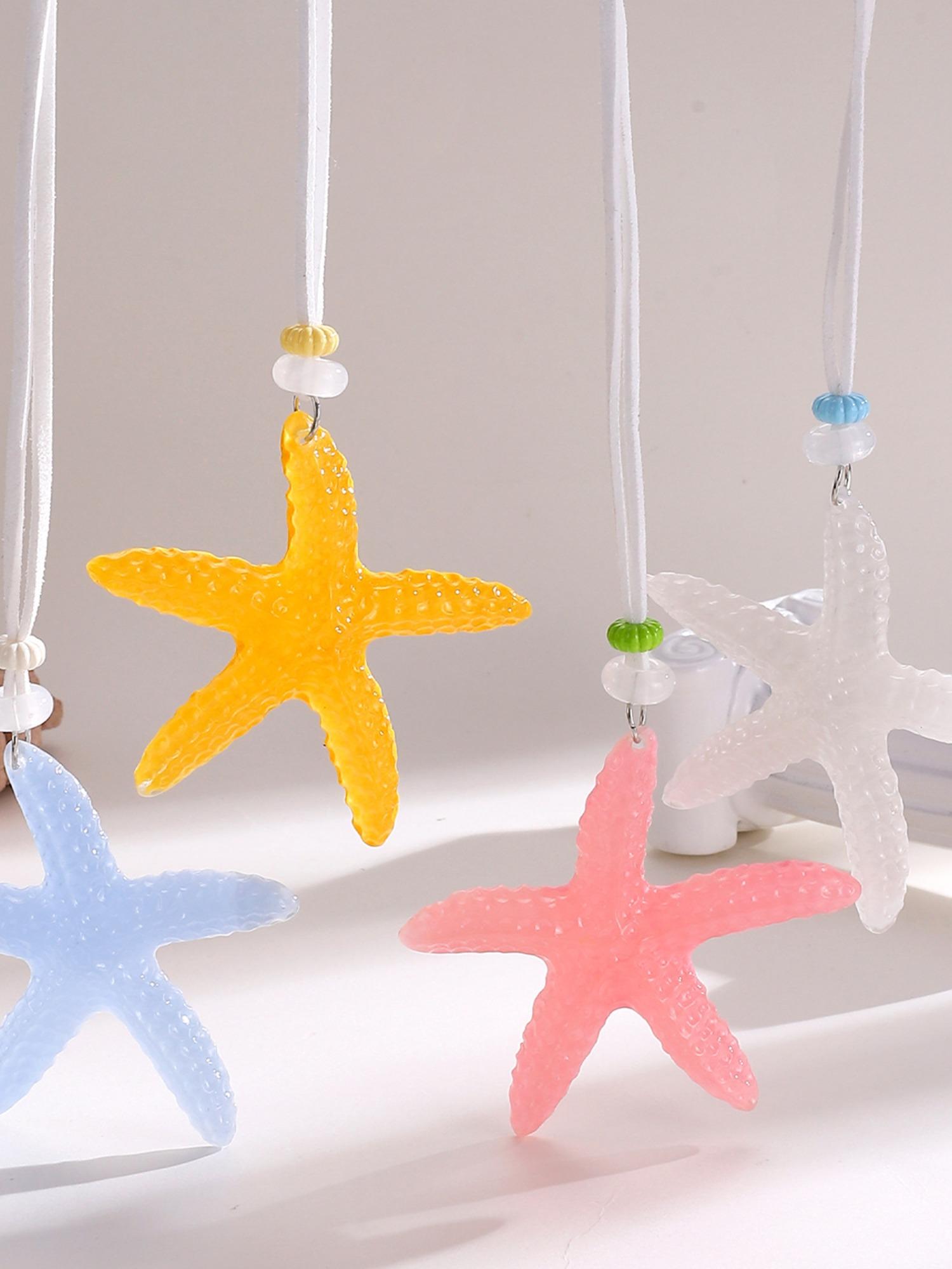 Holiday Island Long Blue Starfish Necklace for Women, Luxury High-End Collar Chain, Elegant Pendant Accessory, Perfect Gift Idea