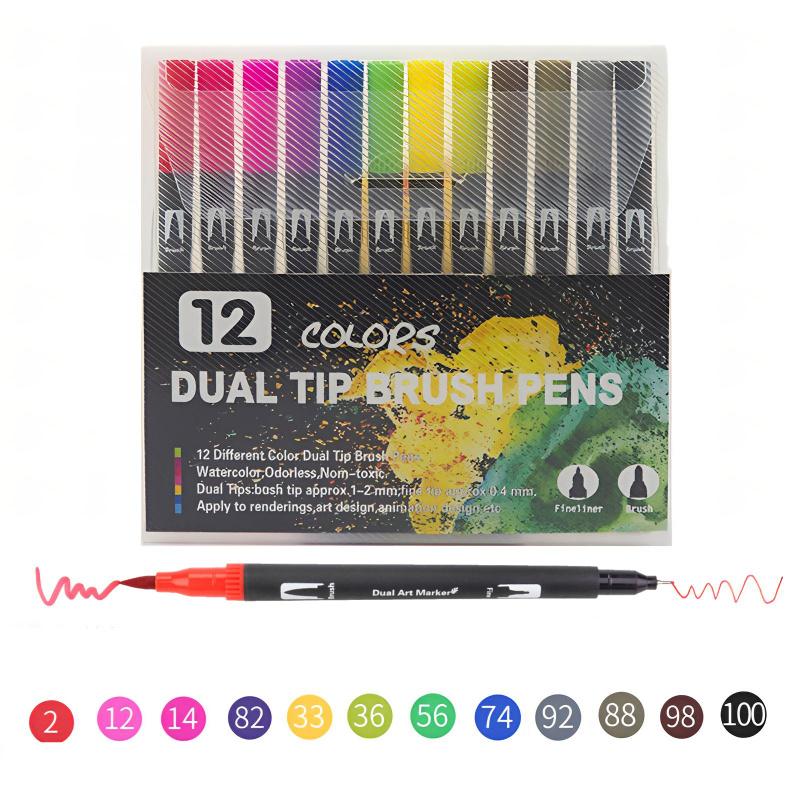 Art Supplier Dual Brush Markers Pens, Artist Coloring Marker Set, Fineliner & Brush Tip Pen with Premium Case for Adults Coloring Books Journal, Drawing, Doodlin, Art Supplies, Art Materials