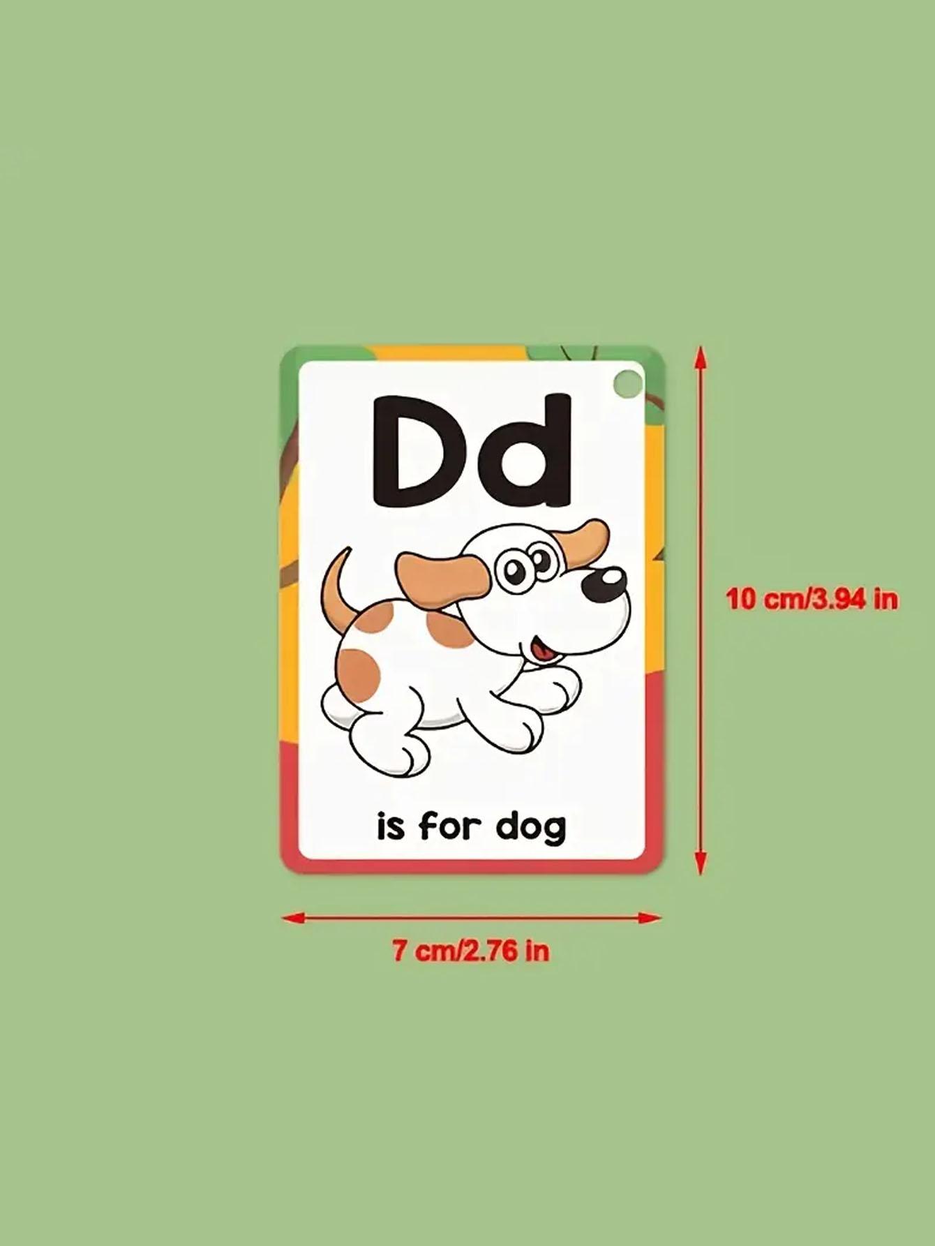 Cross-border 27 English alphabet pronunciation learning and memory English word flash card fruit learning card, practical tool for preschool concentration and basic cognitive enlightenment, play and enhancement, Flashcards Learning Alphabet