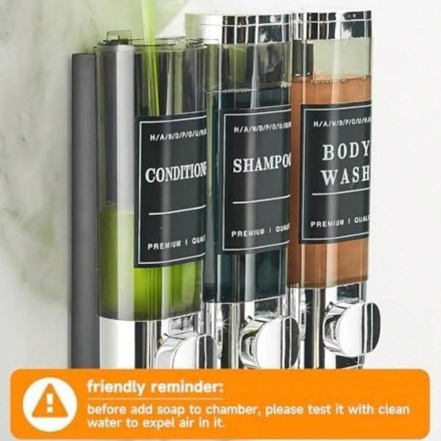 Shower Soap Dispenser Wall-Mounted No-Drill Shampoo Conditioner Dispenser for Shower Walls, Hair Care Liquid Dispenser for Bathroom Hotel Use