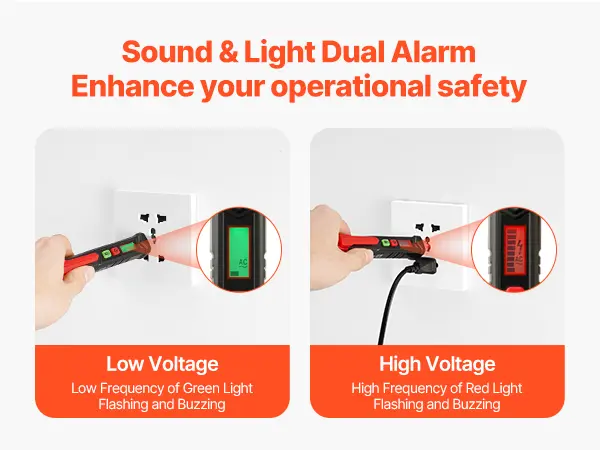 【toolupgrade】VEVOR Voltage Tester, Non-Contact Voltage Detector with Adjustable Sensitivity, Dual Range AC 12V-1000V/48V-1000V Live Null Wire Tester Pen with Visual and Audible Alarms, CAT III 1000V Rating