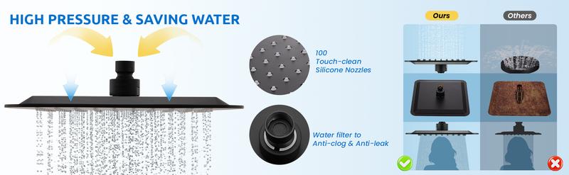 Ryamen Square Turbo Showerhead Set + FREE 3-Month Filter Inside