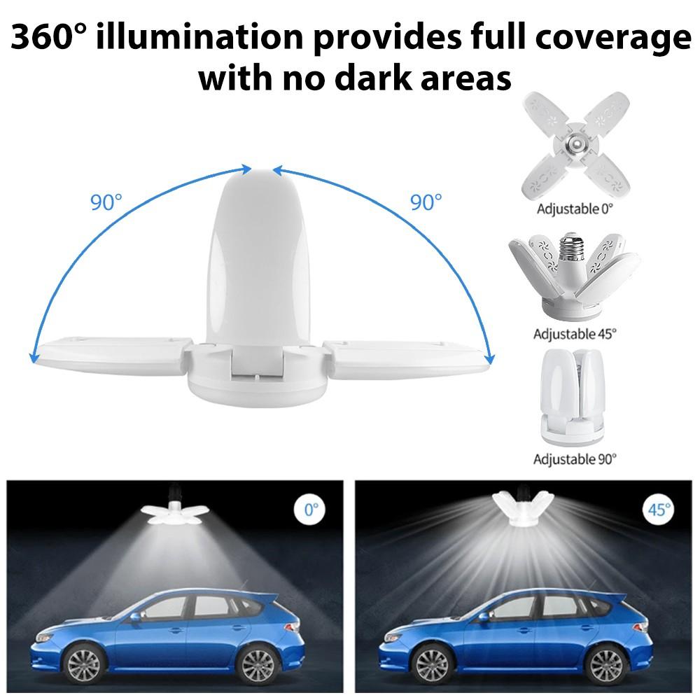 2/5 Pack Kasotile Mini Garage Lights, 28W LED Shop Lights, Garage Light Ceiling Led with 4+1 Deformable Panels, Screw in E26/E27 Socket Bulb for Warehouse, Workshop, Basement, Barn Lighting