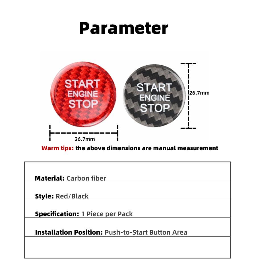 For Audi Real Carbon Fiber Ignition Engine Start Stop Button Trim Protect Stickers For A5 A7 A4L A6L Q3 Q5L Accessories  Black and Red Are Available Anti-Scratch Protection Enhances Texture for a More Premium Look Sticker For Cars