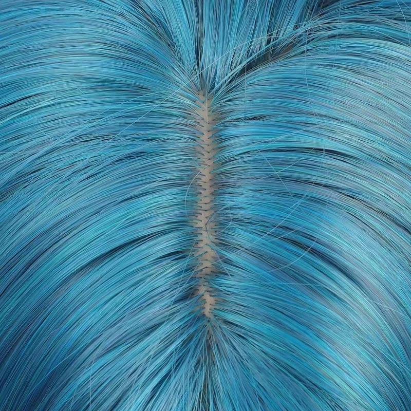 Women's Synthetic Hair Wig - 28-inch Straight Mint Blue, Middle Part Bangs, Natural Soft Texture, Colored Curly Synthetic Costume Wig for Cosplay, Daily Wear, Festival Party, Natural Style, Colored Curly Synthetic Costume Wigs