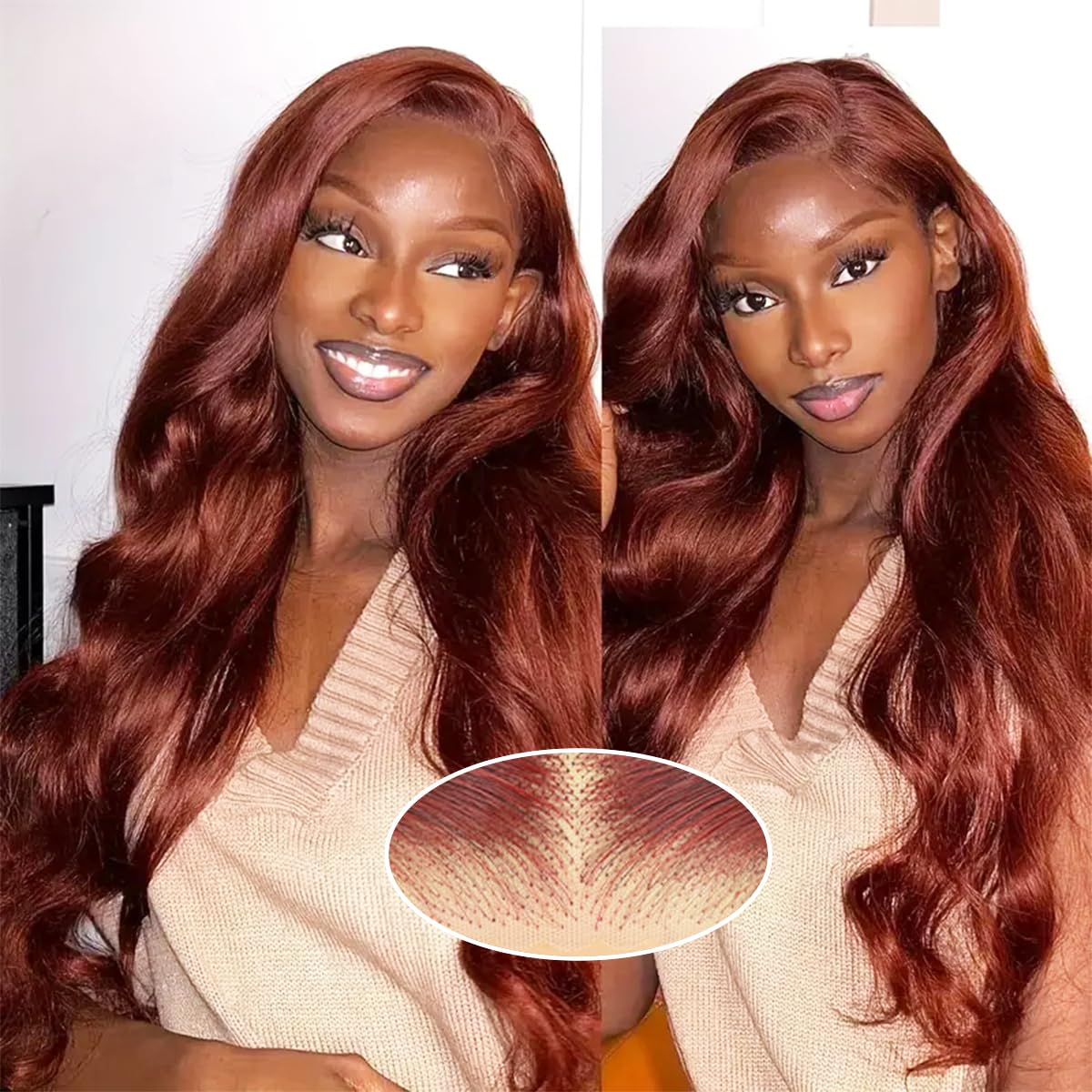 Bling Hair VIP Reddish Brown 16-32 Inch Body Wave Glueless Wig Human Hair Pre Plucked Pre Cut Glueless Lace Front Wig Ready to Wear 7x5 9x6 Body Wave 180% Density Closure Wig Human Hair #33 Colored Wig #TikTokShopBlackFriday