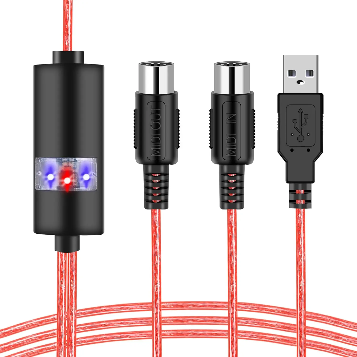 USB MIDI Cable-Upgrade Professional MIDI to USB in-Out Cable Adapter Converter Connect Piano Keyboard to PC/Laptop for Editing&Recording 2M(6.5FT),Protective,HDMI,Ultra
