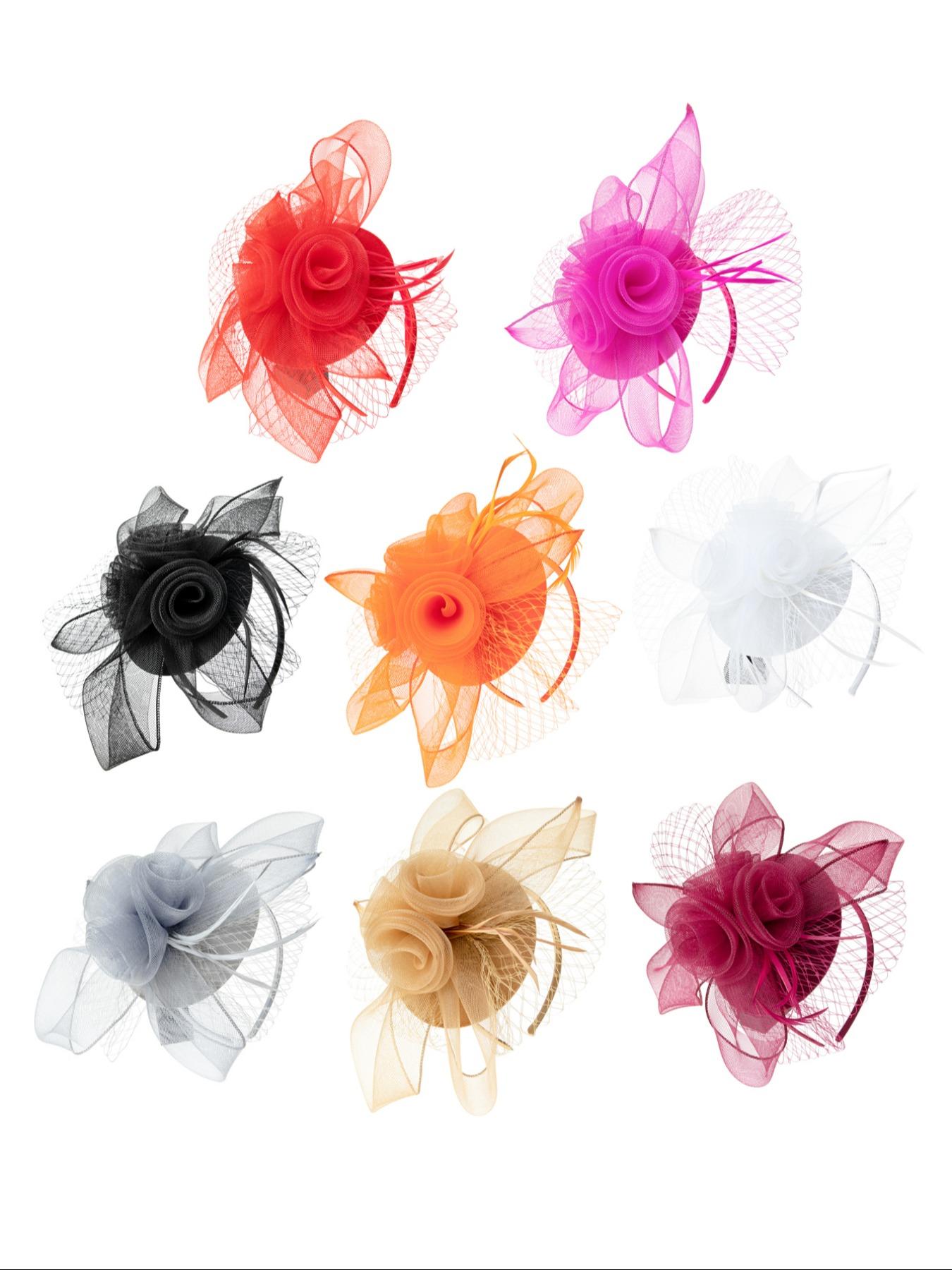 8347 Halloweeen Fascinators For Women Led Light Up Tea Party Veil Mesh 1pcs Women Lace Fascinator Veil Mesh Net Headpiece Party Hat  main image 2