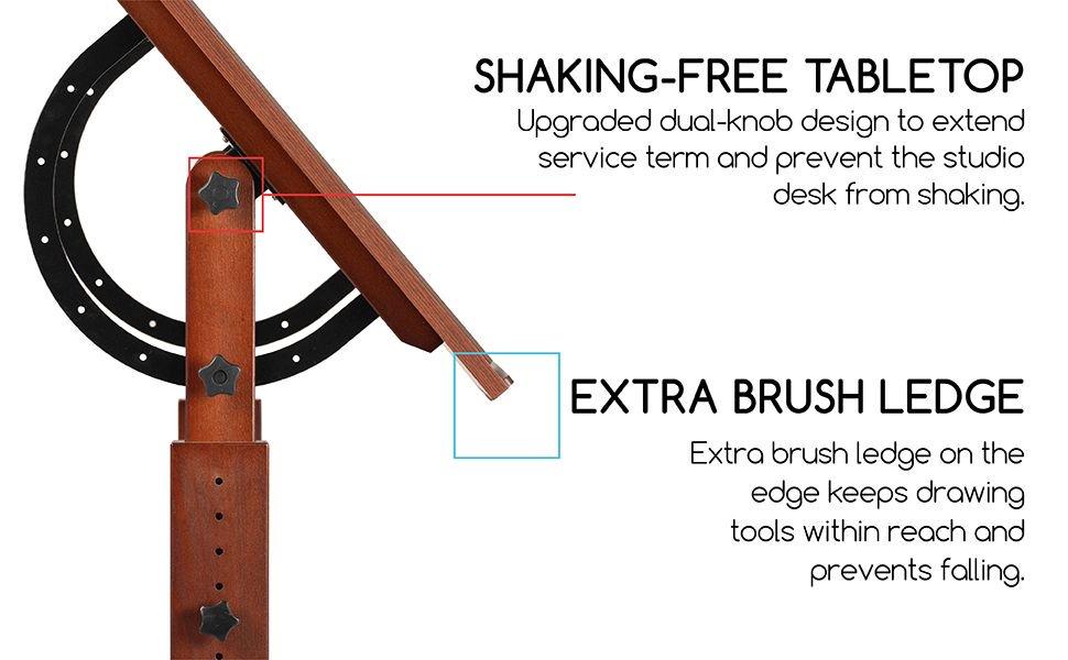 MEEDEN Wood Drafting Table,Artist Drawing Table with Height Adjustable & Tilting Large Surface Tabletop,Studio Painting Table,Art Craft Desk for Writing,Reading,Working Desk,Walnut Color