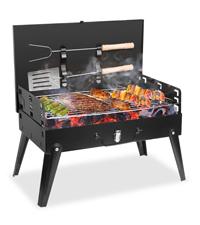 GEEKHOM Portable Charcoal Grill, Outdoor Small BBQ Grill with Barbecue Accessories, Folding Camping Grill for Outdoor Cooking Travel Picnic Patio Beach Hiking Park, Height Adjustable for 3 to 5 People