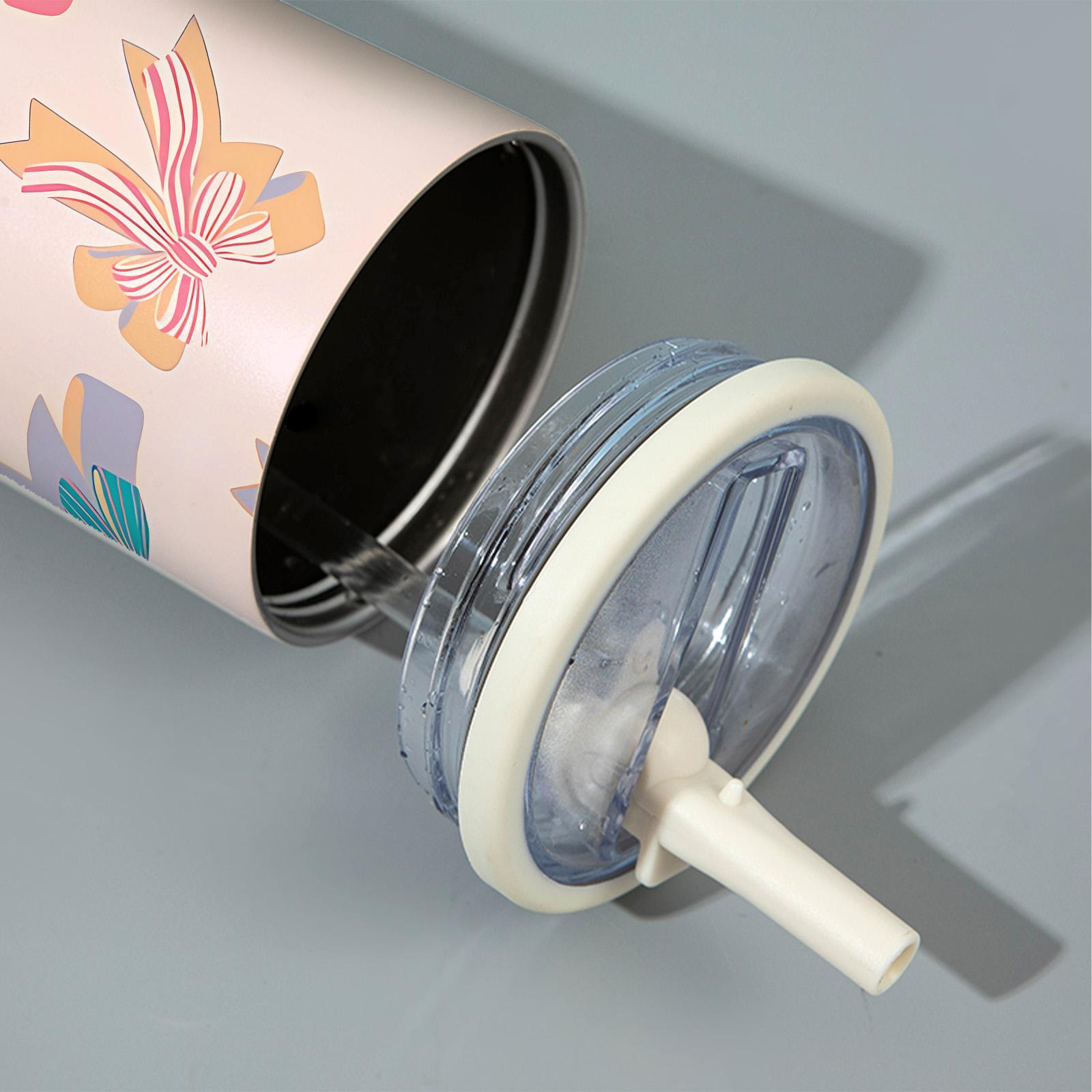 1 Pc 40oz skinny vacuum cup with handle and straw, double wall leak proof insulated mug Tumbler for hot cold drinks, keep warm 12 hours and cold 24 hours, Valentine's Day spring limited gift, steel travel thermal cup for women men, holiday party use