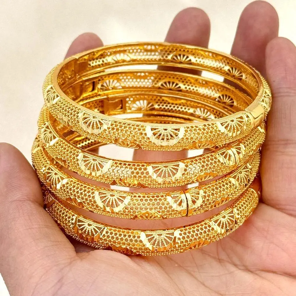 4-piece Middle Eastern Copper Dubai Ladies' Openable Fashionable Classic Hollow Bracelet Suitable for Daily Birthday Gifts