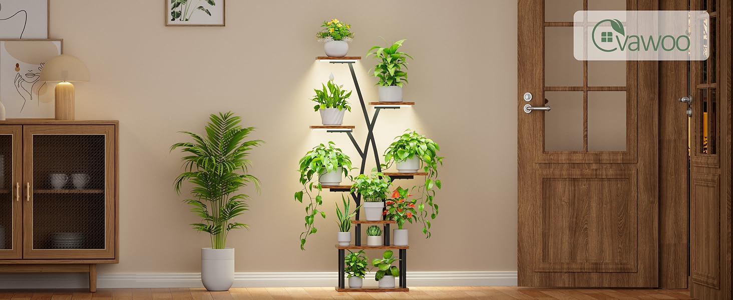 Plant Stand Indoor with Grow Lights - 8 Tier Indoor Plant Shelf, Corner Plant Stands for Indoor Plants, 51" Tall Metal Plant Shelves, Tree-Shaped Plant Rack Plant Stand Indoor with Grow Lights - 8 Tier Indoor Plant Shelf, Corner Plant Stands for Indoor Plants, 51" Tall Metal Plant Shelves, Tree-Shaped Plant Rack
