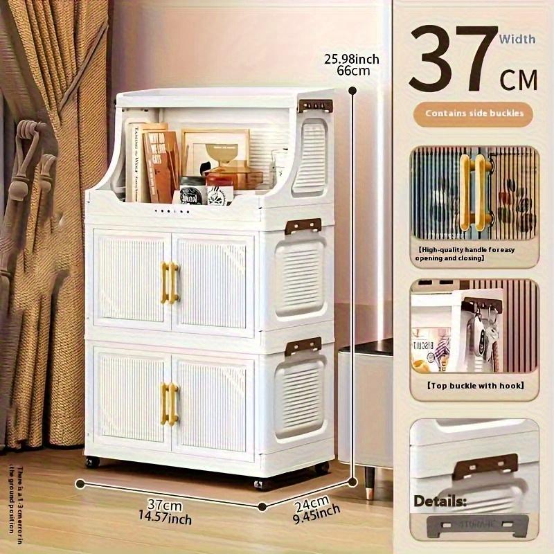 1pc Multifunctional Foldable Storage Cabinet - Heavy-duty Plastic Storage Box with Open Shelves, Space-saving Foldable Design, Suitable for Living Room, Bedroom, Kitchen, Office - Ideal Gift for Home Organization and Small Spaces, Cabinet Storage