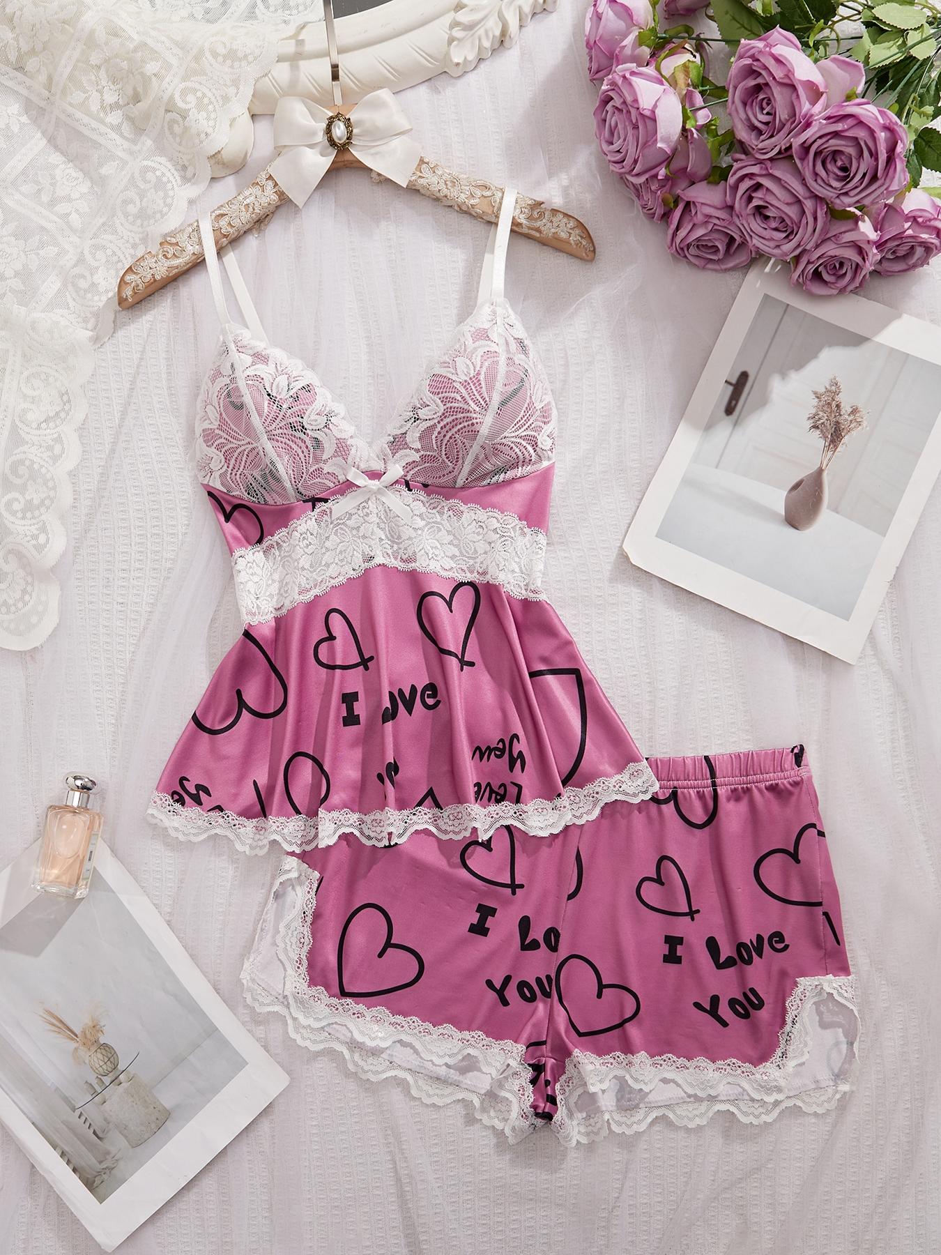 Women's Valentine's Day Pajama Set, Casual Comfortable Tank Top and Elastic Shorts, All-Season Sleepwear, Perfect Birthday Gift