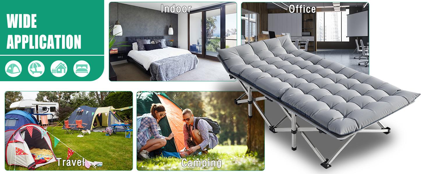 Lilypelle 2 Packs Folding Bed Cot with 3.3 Inch 2 Sided Mattress, 75"* 28" Folding Camping Cots with Carry Bag, Portable Sleeping Cot Guest Bed