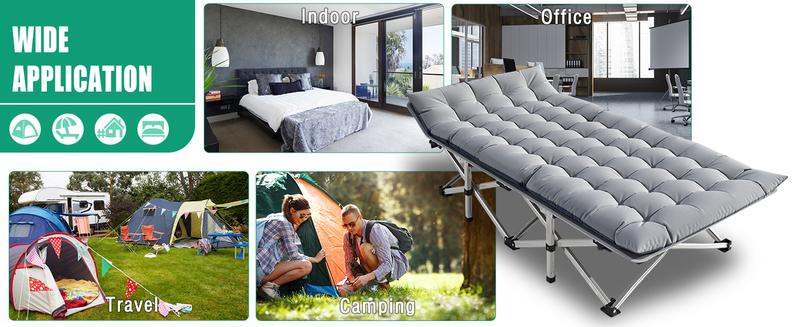 Lilypelle 2 Packs Folding Bed Cot with 3.3 Inch 2 Sided Mattress, 75"* 28" Folding Camping Cots with Carry Bag, Portable Sleeping Cot Guest Bed