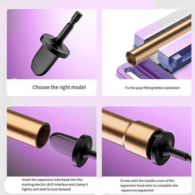 Copper Pipe Swage Tube Expander, 6 Counts/set Drill Bit Set, HVAC Repairing Set, Air Conditioner Manual Copper Pipe Swage Tube Expander Tool with 1/4'', 3/8'', 1/2'', 5/8'', 3/4'', 7/8'' Bits