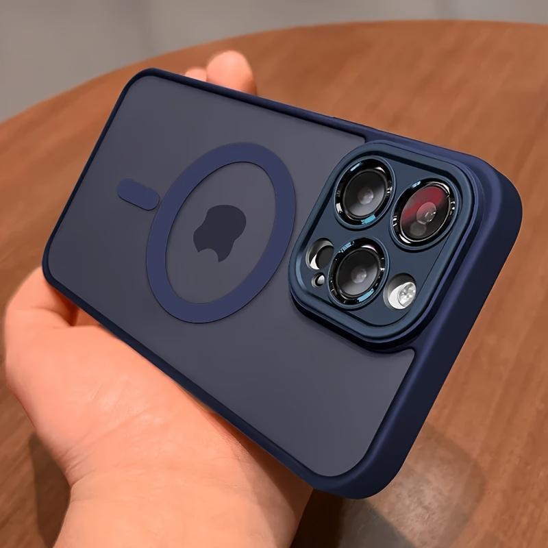 Luxury Magnetic Wireless Charging soft Phone Case for iPhone 17 16 15 14 13 12 11 Pro Max plus Matte Translucent Hard Pc Armor Shockproof Camera Lens Case