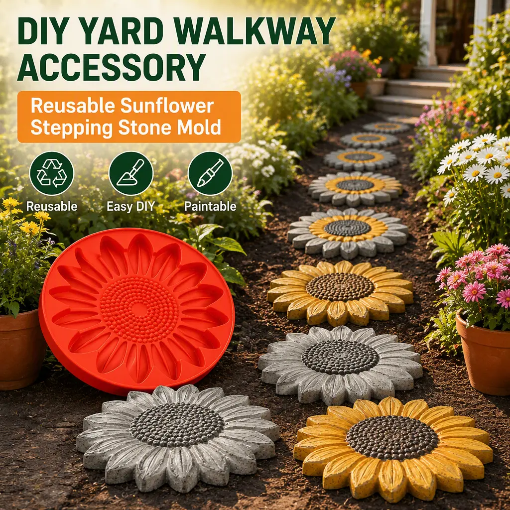 DIY Yard Walkway Accessory, Reusable Sunflower Stepping Stone Mold
