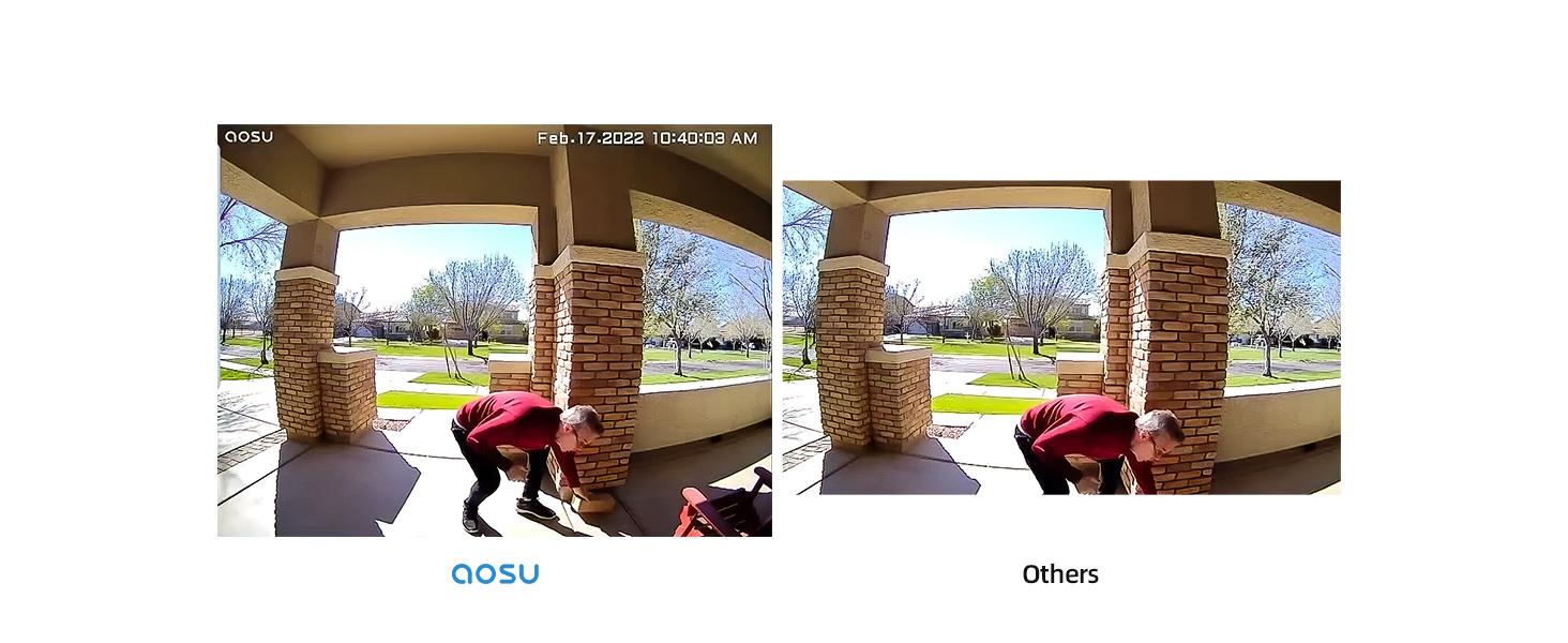 AOSU Doorbell Camera Wireless, Battery-Powered Video Doorbell with Chime, 2K Resolution, No Monthly Fees, 166° Ultra Wide Angle, 180-Day Battery Life, AI Detection, Work with Alexa & Google Assistant