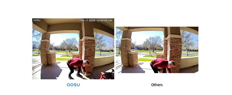 AOSU Doorbell Camera Wireless, Battery-Powered Video Doorbell with Chime, 2K Resolution, No Monthly Fees, 166° Ultra Wide Angle, 180-Day Battery Life, AI Detection, Work with Alexa & Google Assistant