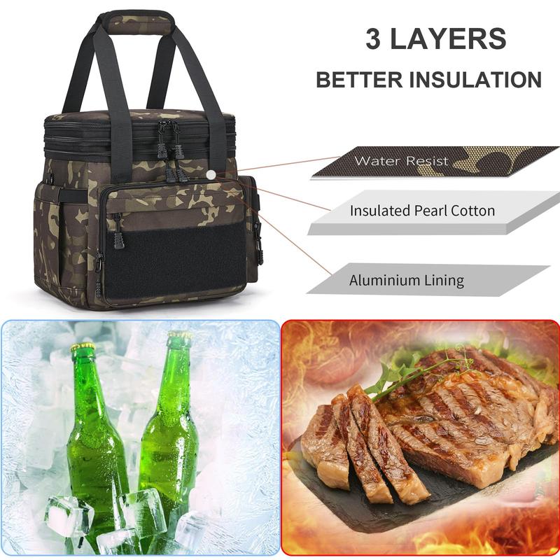 HSHRISH T09.Camouflage Lunch Bags Large Capacity Portable Leak-Proof Refrigerated Tote with Storage Bags for School College Kitchen American Flag Patch