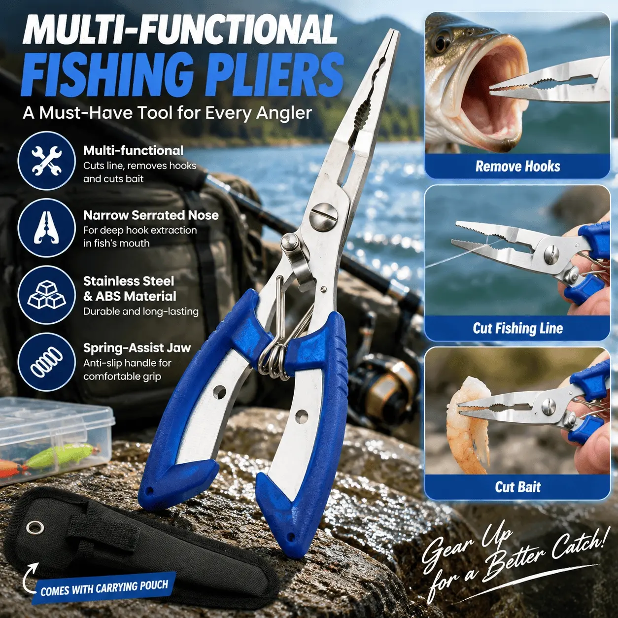 1PC Multifunction Fishing Pliers, Scissors, Braided Lines, Bait Cutters, Hook Removers and Other Fishing Gear and Tools, fish-cutting Pliers, Multifunctional Fishing Accessories