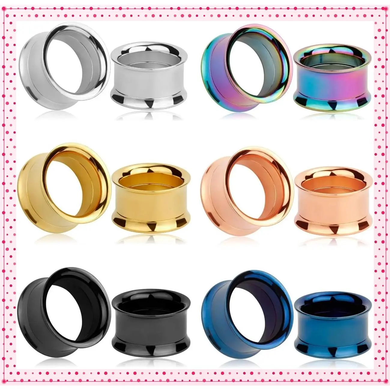 12 Pcs Stainless Steel Large Double Flare Ear Plugs and Screw Fit Tunnels Stretching Kit, 2g-1 InchGift