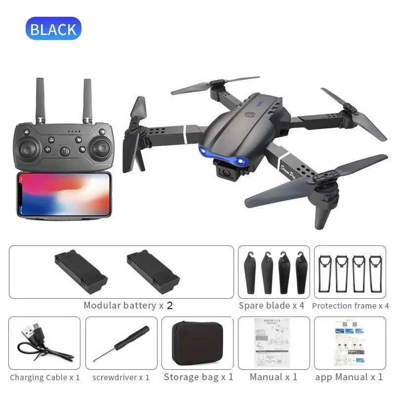 E99 Pro RC Flying Toy, Fixed Frame Outdoor Leisure Quadcopter for Casual Play, Remote Control Quadcopter, Beginner Quadcopter