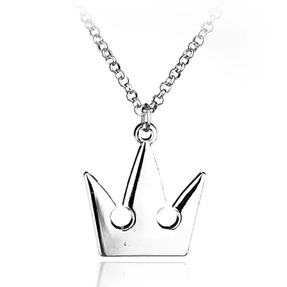 Kingdom Hearts Anime Cosplay Crown Necklace for Male, Cartoon Character Pattern Stainless Steel Pendants with Darts Chain, Metal Coating Costume Jewelry Accessories Gifts, Gifts For Girlfriend, Cartoon Character Pattern Necklaces